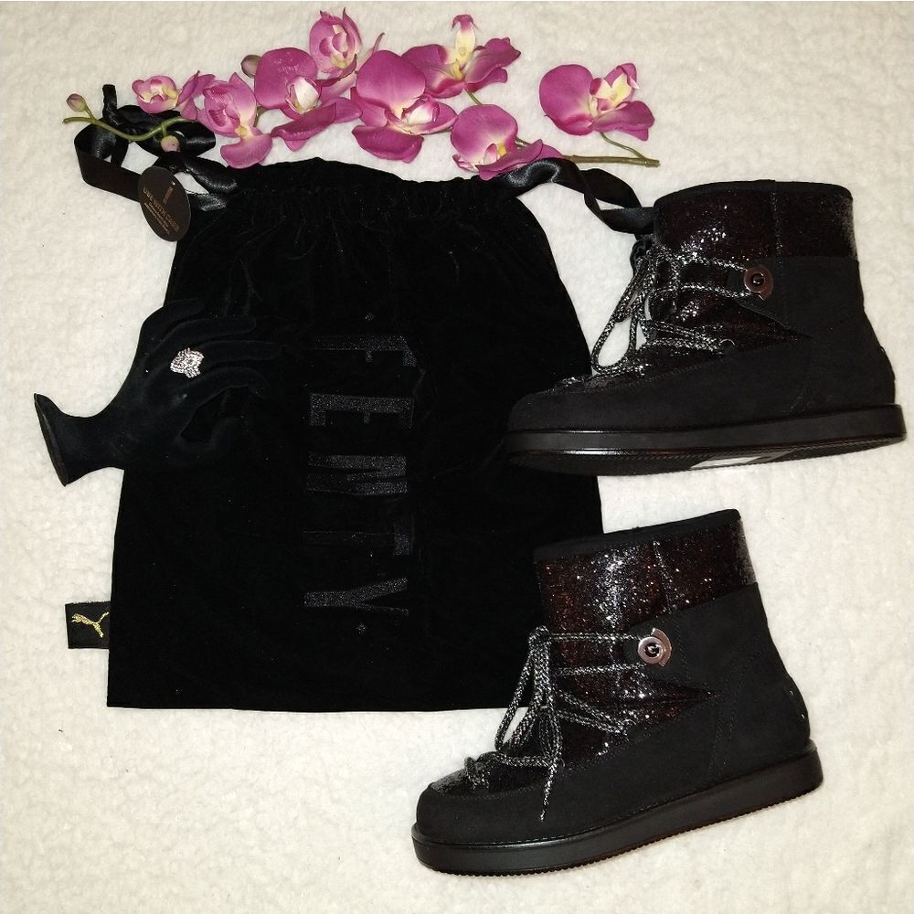 Fenty Velvet Shoe Bag Black Sash Ribbon Drawstring